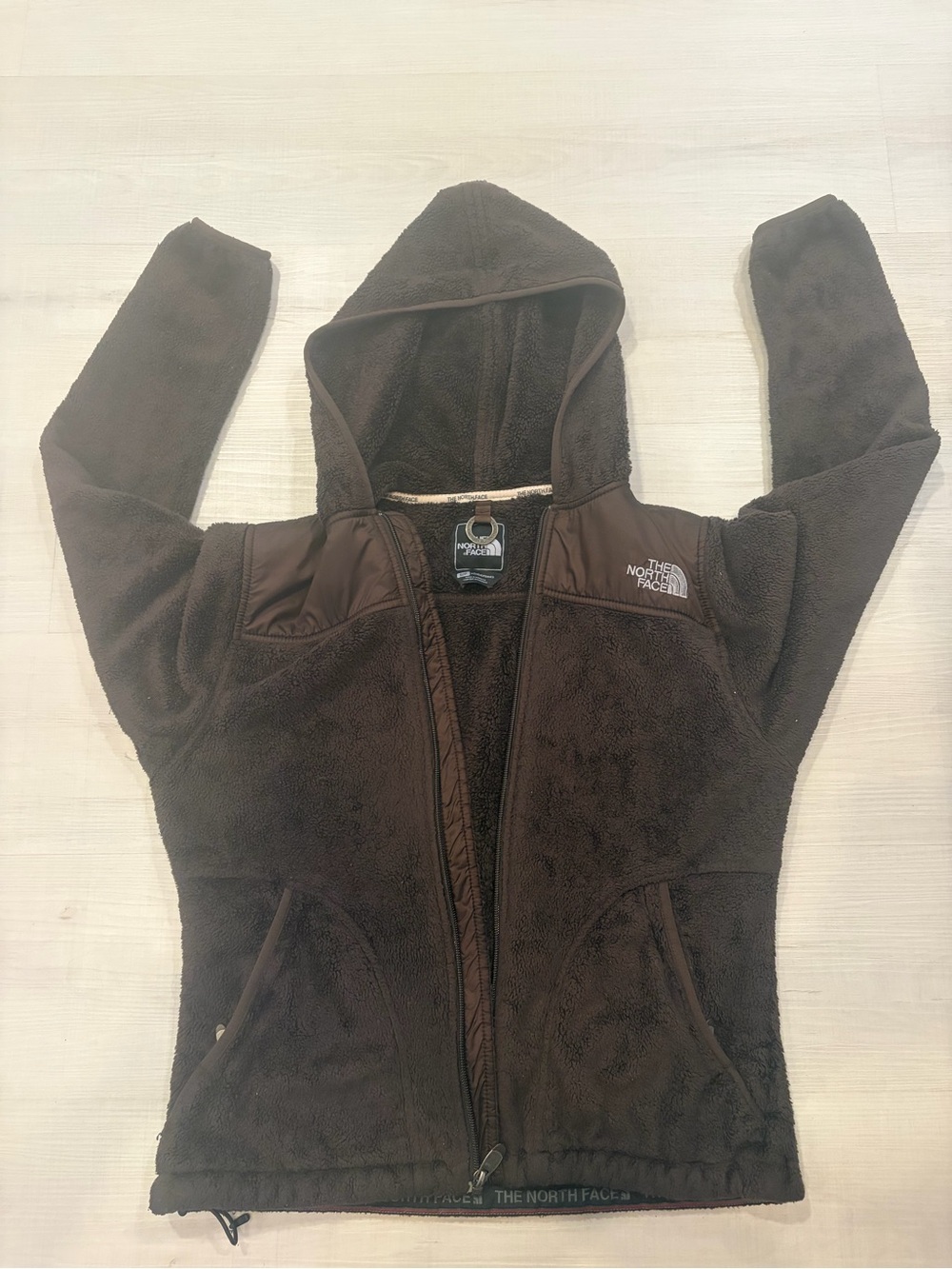 The North Face Women’s Dark Brown Hooded Teddy Fleece Jacket